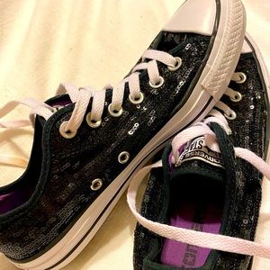 Black sequence converse shoes Womens 8